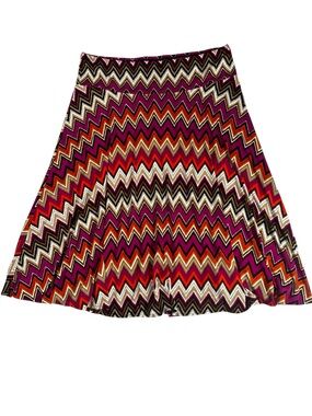 East 5th Chevron Print Flare Multicolor Stretch Skirt Size L